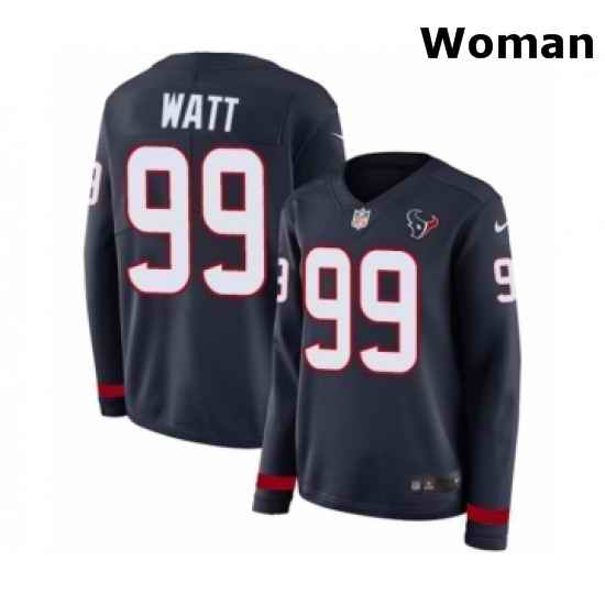 Womens Nike Houston Texans 99 JJ Watt Limited Navy Blue Therma Long Sleeve NFL Jersey